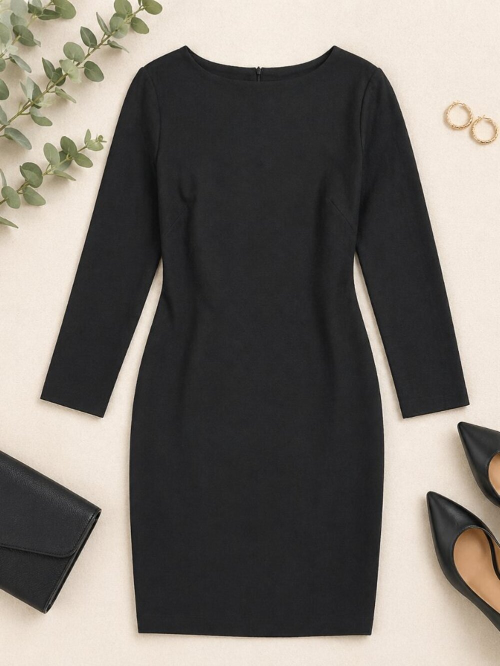 J.G. Hook Black Wool Sheath Dress Petite 8P Classic Career